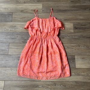 Lilly Pulitzer Target Dress Sz L Pink Orange Print Sundress Preppy Ruffle Summer
